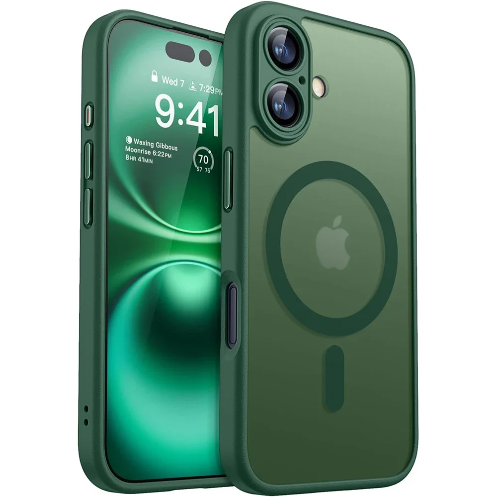 Magnetic Luxury Matte Translucent Armor Shockproof Case with MagSafe Compatibility