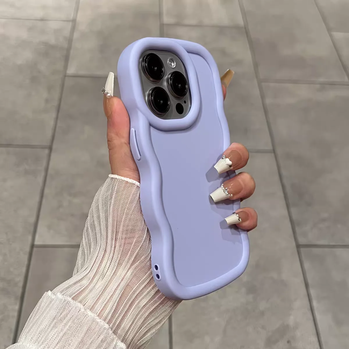 Candy Solid Color Wave Side Phone Case Cover