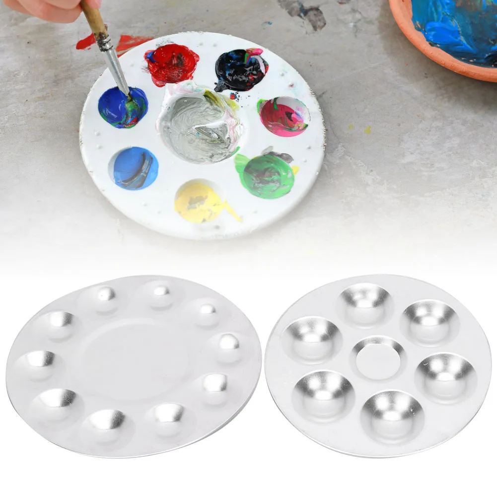 4PCS Aluminum Palette 6 holes / 10 holes Painting Tray for Chinese Painting Acrylic Gouache Watercolor Paint Paint Palette