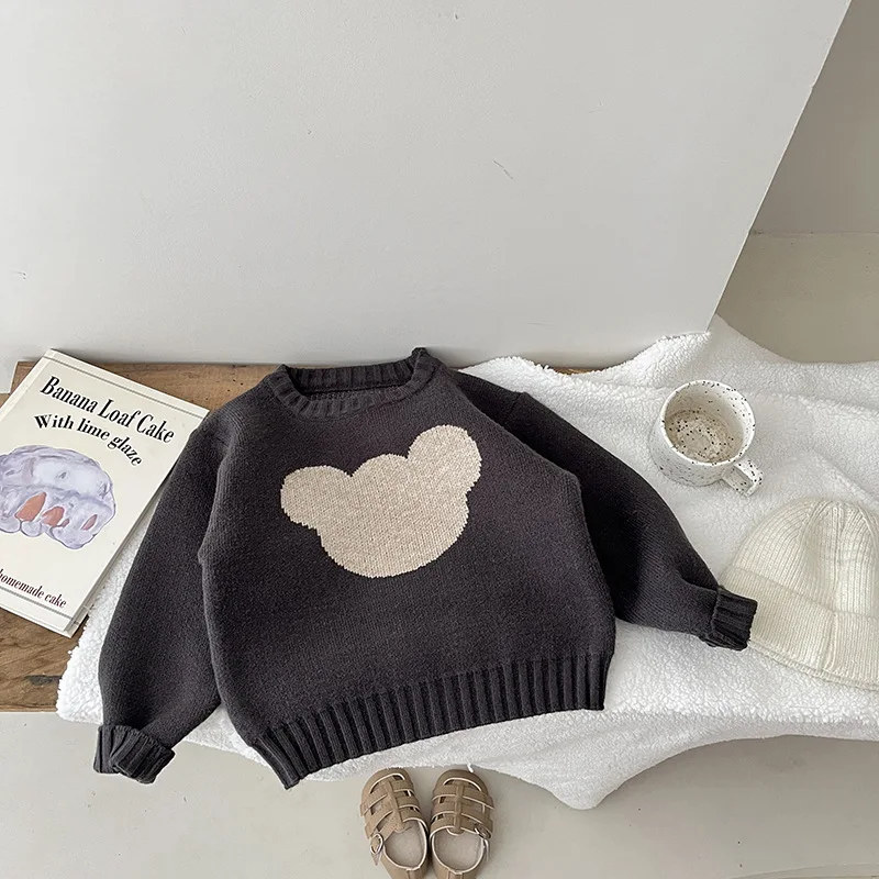 Autumn New Baby Long Sleeve Knit Sweater Infant Boy Cute Cartoon Sweater Toddler Girl Bear Knitted Tops Kids Clothes