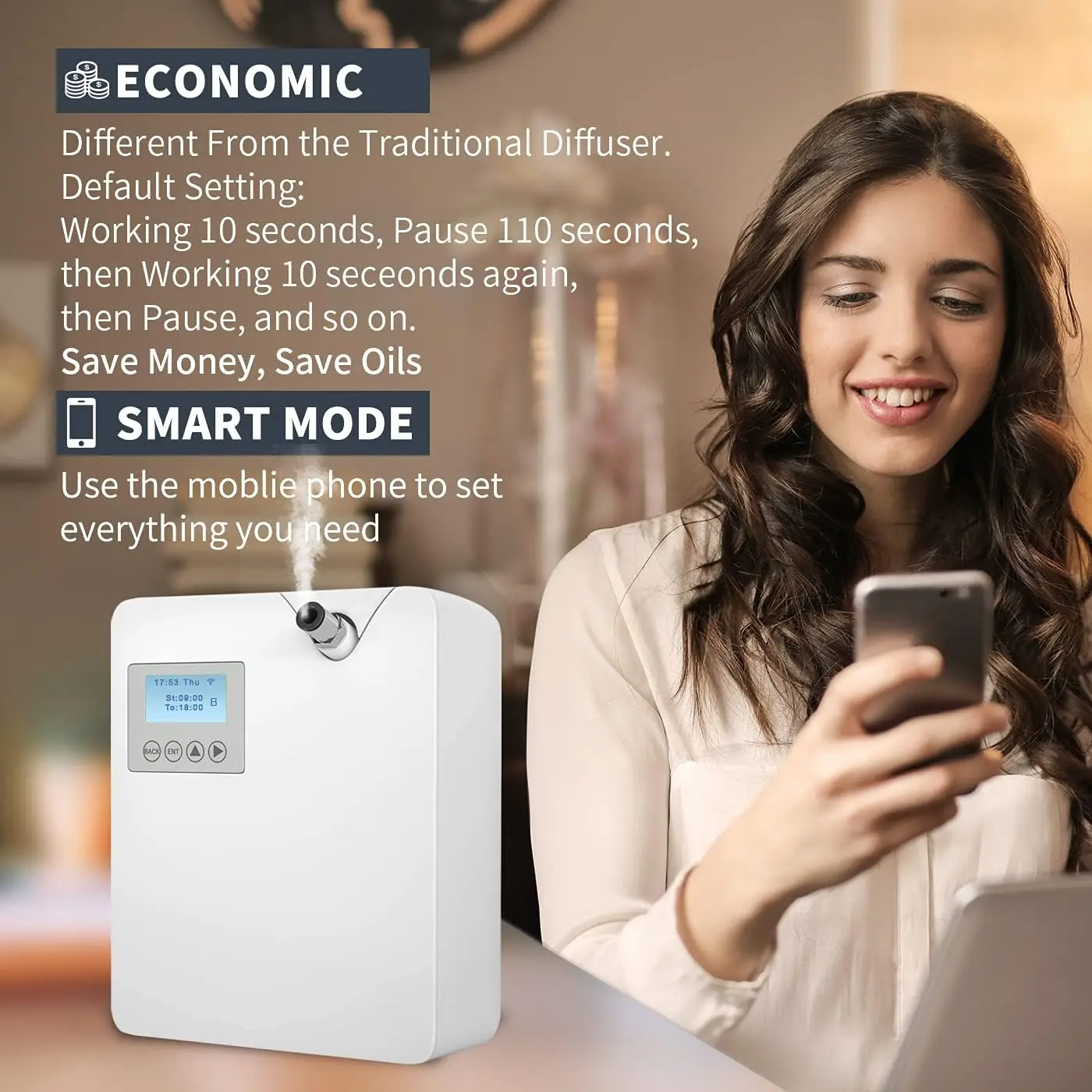 Air Machine with Cold-Air Tech for Home, Hotel Collection Diffuser, Waterless Essential Oil Diffuser 300ML
