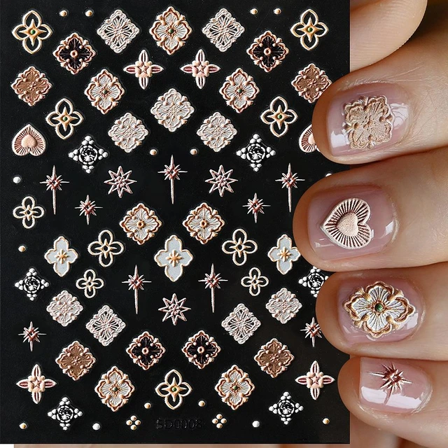 Nail Decoration F Transfer Sticker, Gold Flower Nail Stickers