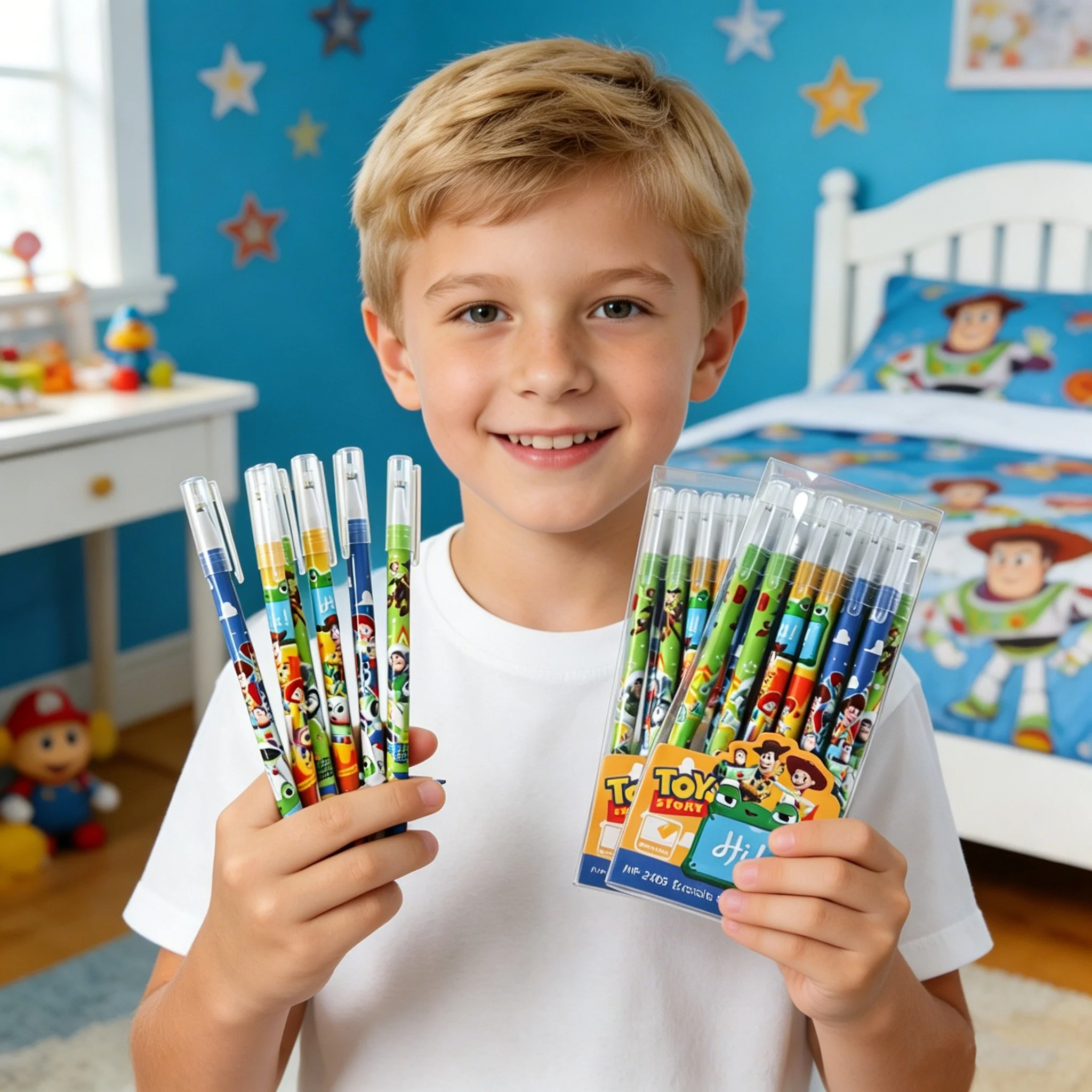Novità! Set di Penne Toy Story 5, 12/24 Pezzi, Penne Gel Cancellabili con Punta Fine 0.5mm, Inchiostro Blu, Cancelleria per Scuola e Ufficio, Regalo di Compleanno per Studenti - immagine 4