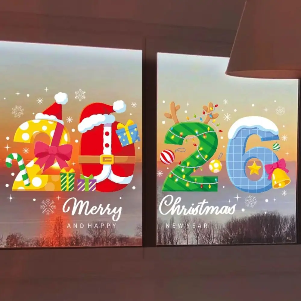 PVC Christmas Window Stickers Electrostatic Santa Claus Designs