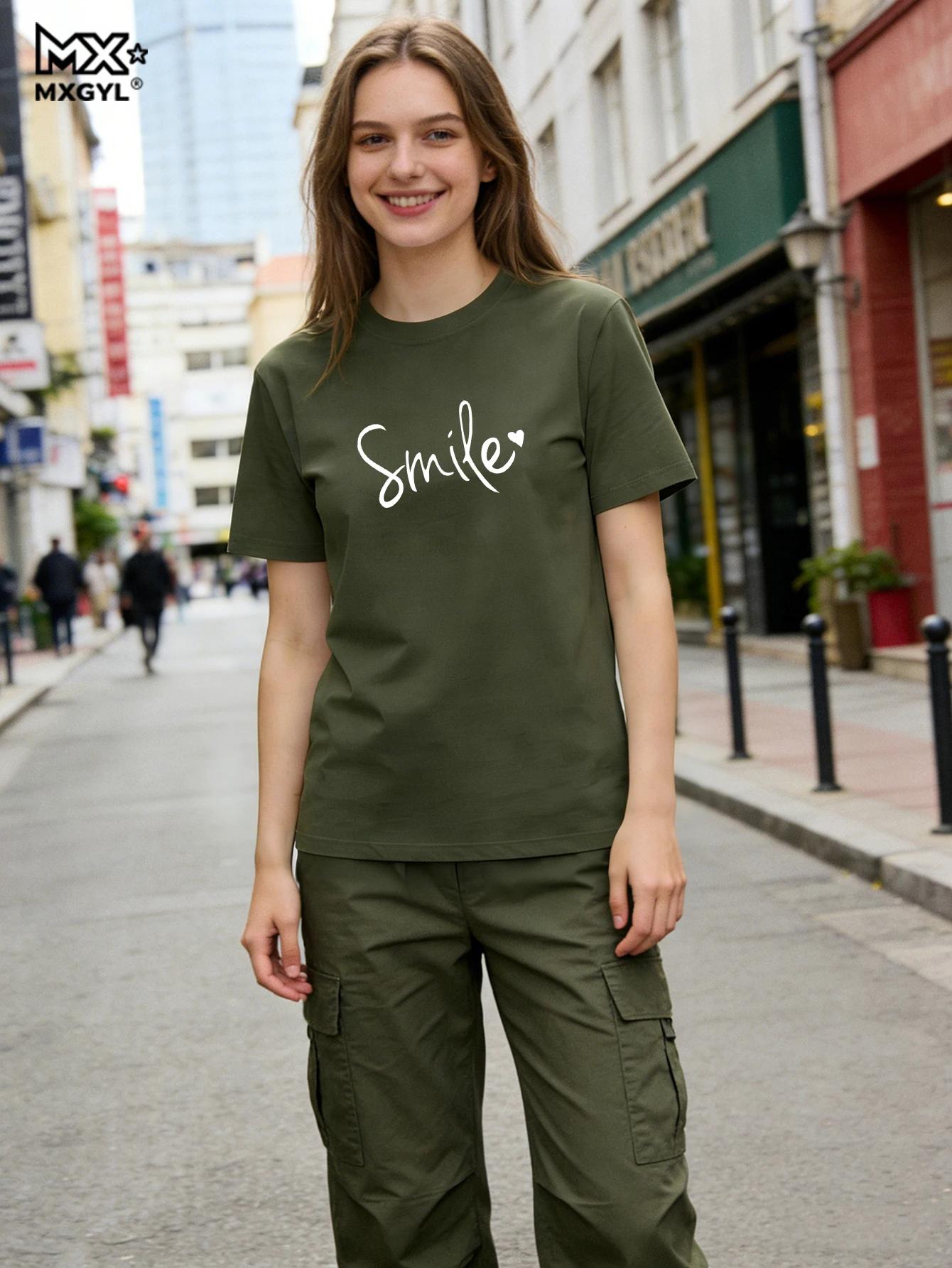 Smile Heart Print Women T Shirt Short Sleeve O Neck Loose Casual Women Tshirt Ladies Tee Shirt Tops Clothes Camisetas Mujer 5