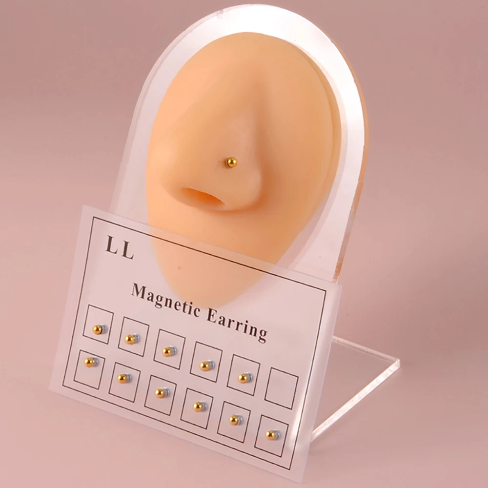 12pcs/Card Fake Cheater Non Pierced Magnet Earring Piercings Magnet Ear Tragus Cartilage Lip Labret Stud piercing nariz piercing