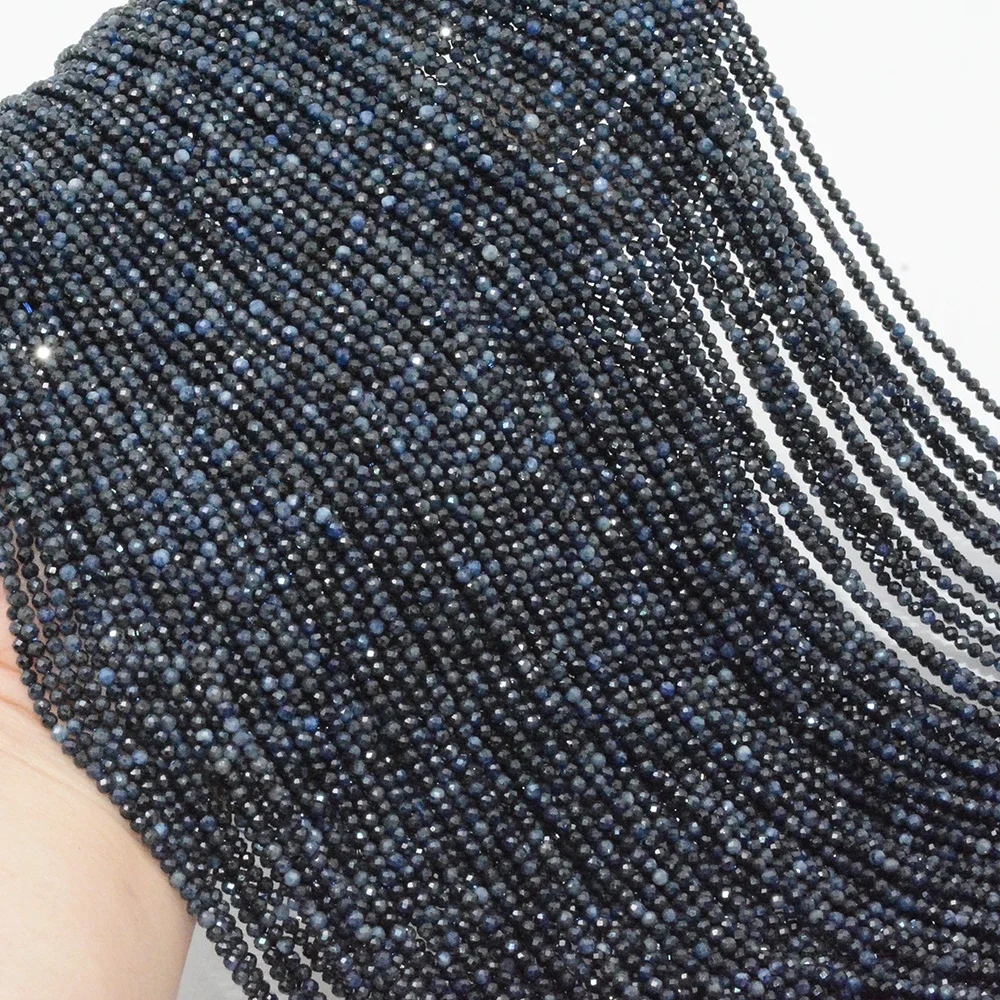 Loose gemstone beads,loose beads Natural Dark Sapphire Faceted Round Beads 2.3mm / 3mm