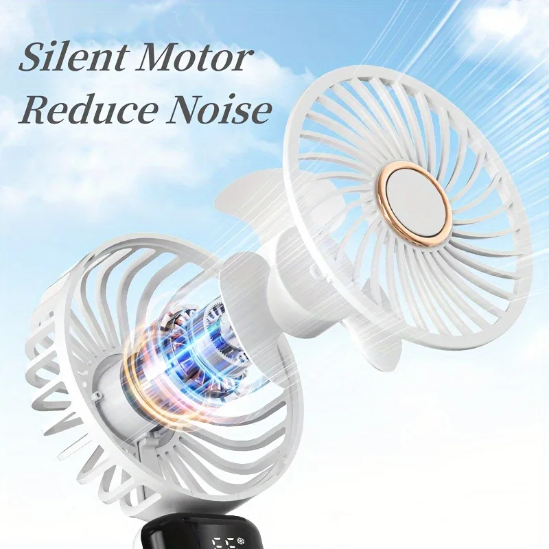 Handheld Folding or String Neck-hanging Small Fan USB Charging Small Fan Handheld Portable Fan Displaying Battery Capacity 4 Sd1f6ccefeb3f42728e73ed8e36440687v