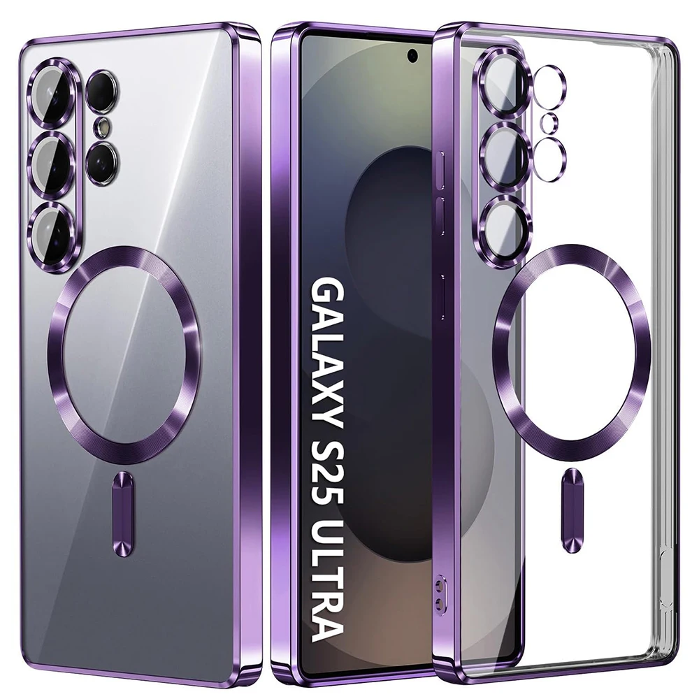 Luxury Glitter Plating Clear Silicone Soft Phone Case with Magnetic Magsafe Compatibility