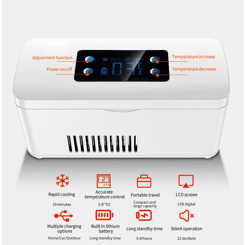 ثلاجة طب الأنسولين المحمولة 2-8 ° C صندوق تبريد دو...
