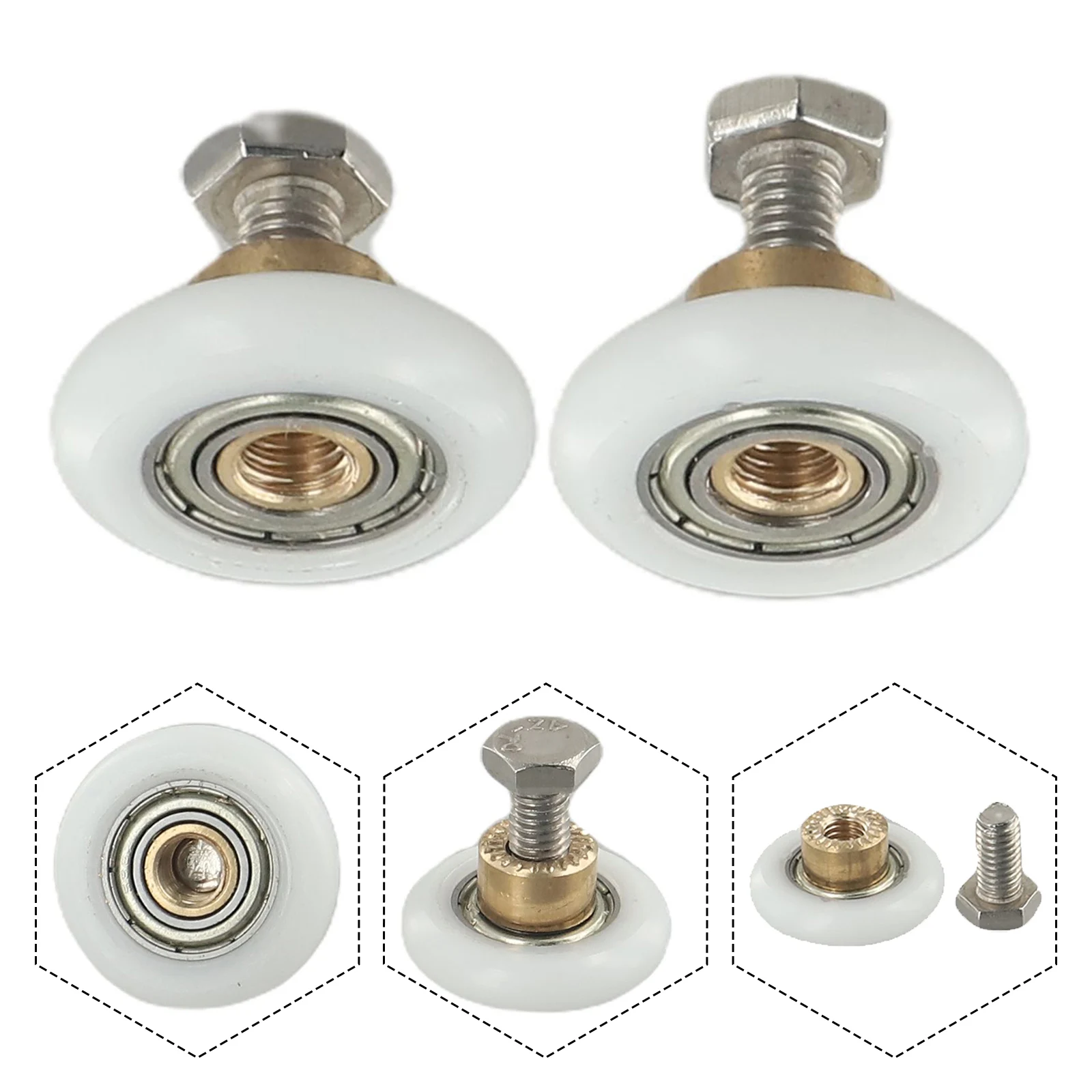 Shower Door Rollers/Runners/Wheels Single Wheel 20/23/25/27mm Sliding Roller Bearing Wheel Runners Replacement Hardware 2PCS