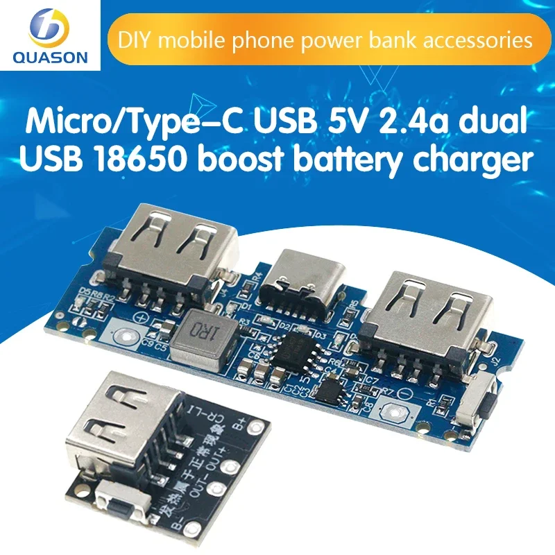 Micro/Type-C USB 5V 2.4A Dual USB 18650 Boost Battery Charger Board Mobile Power Bank Accessories For Phone DIY