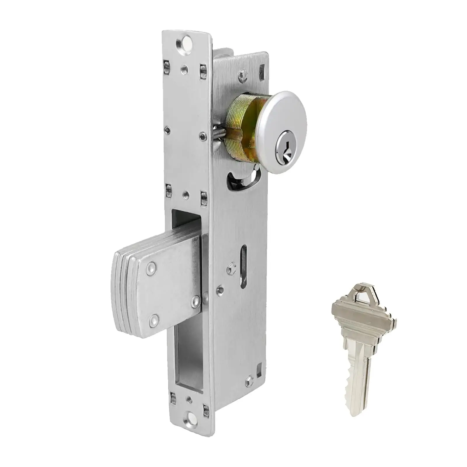 Storefront Door Mortise Lock Swing Deadbolt Commercial Mortise Lock Double Cylinder Deadbolt Set in Aluminum 1-1/8" Backset
