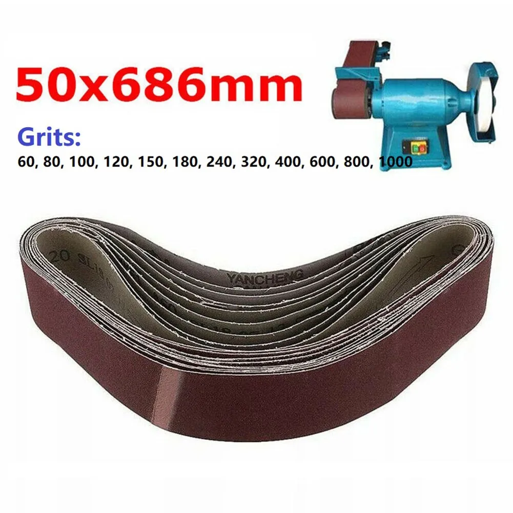 1 Piece 686*50mm Sanding Belts Grit 80 - 1000 Abrasive Screen Band For Wood Soft Metal Grinding Polishing Tools