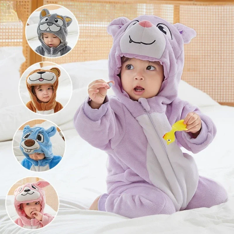 

Baby Girl Cute Cartoon Flannel Baby Rompers Stitch Rabbit Panda Pajamas Cotton Baby Boy Girl Animal Costume Baby Jumpsuit Outfit