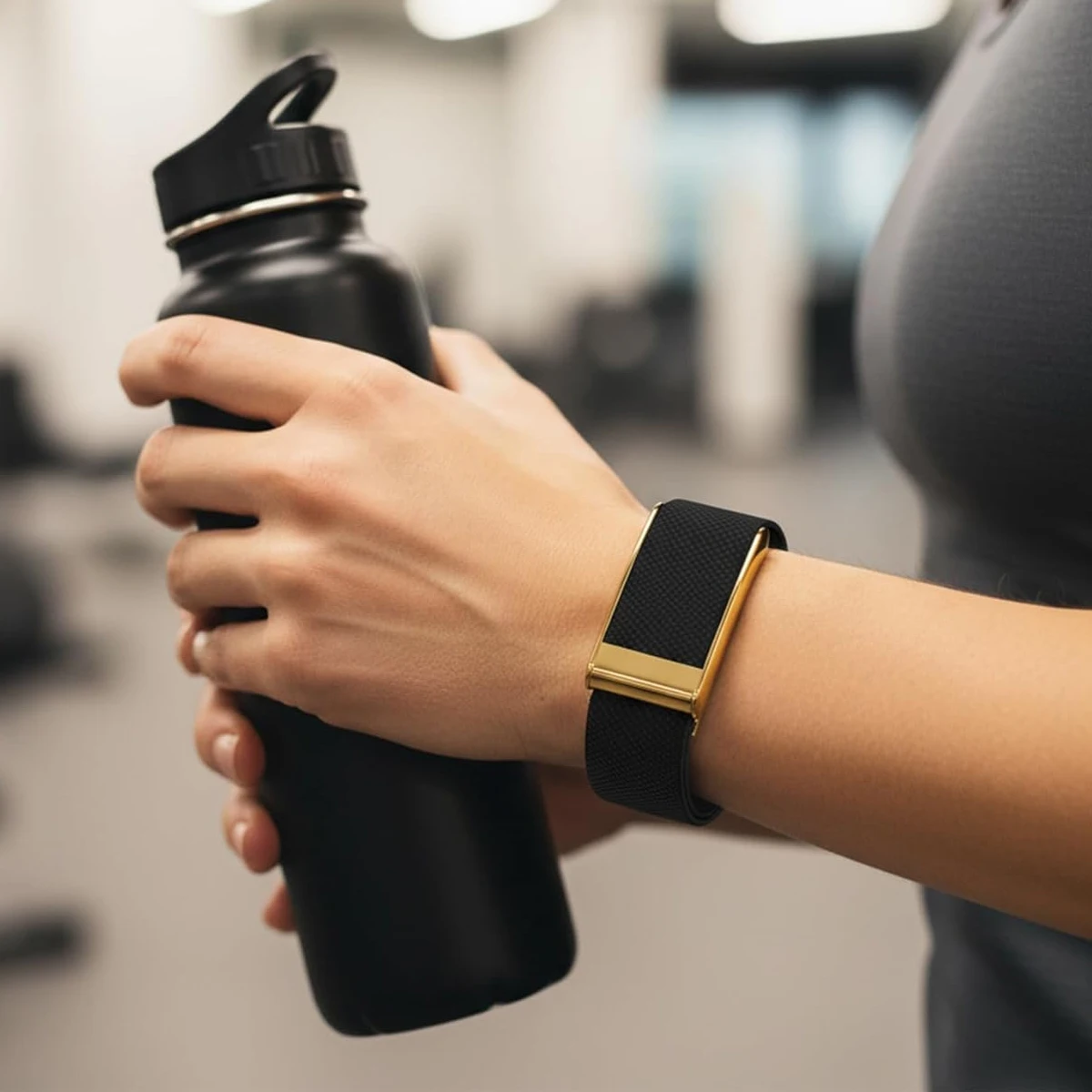 Premium Nylon Fitness Band with Metal Frame – Woven Elastic Sports Strap in Gold/Silver/Rose Gold