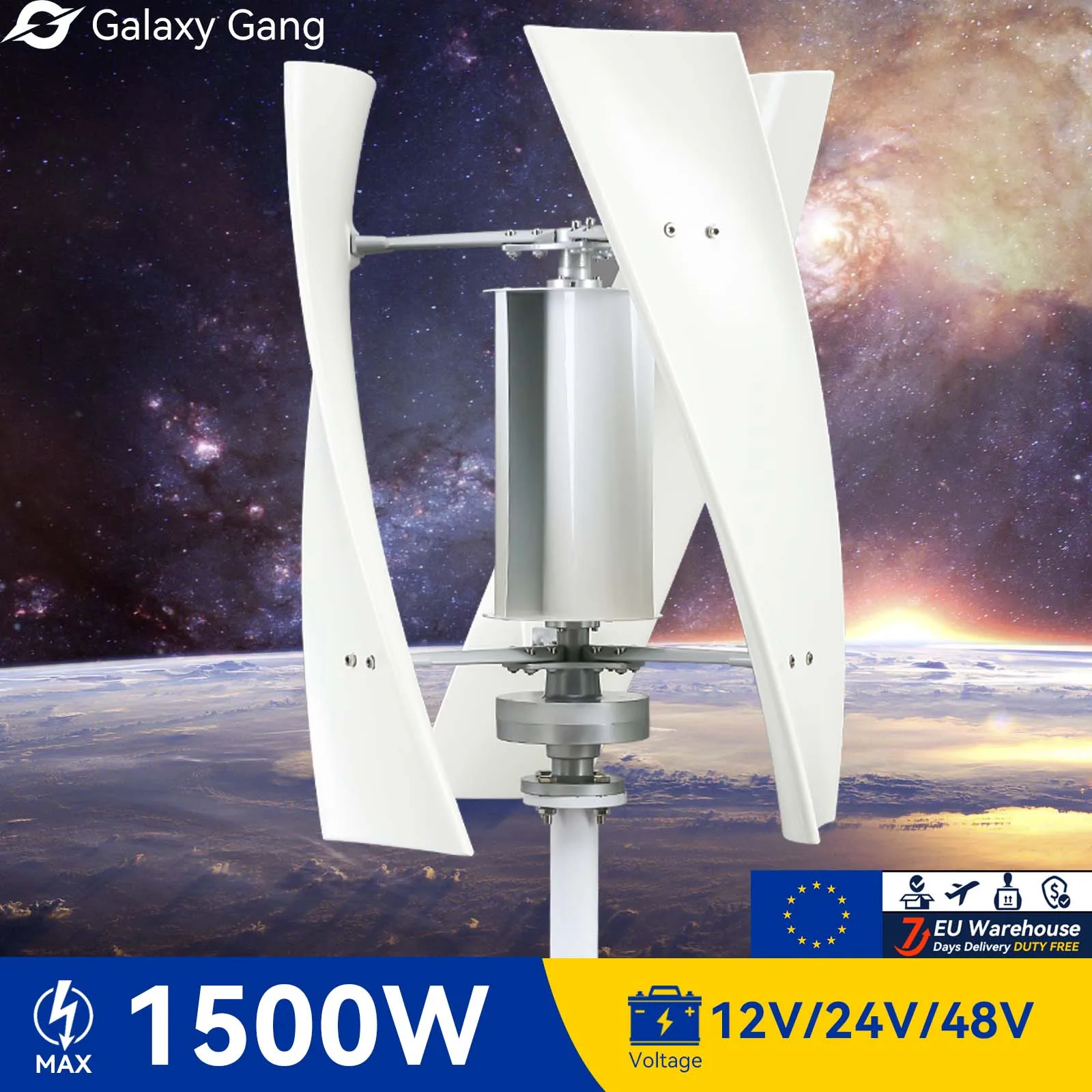 Mppt 충전 컨트롤러가 있는 영구 자기 부상 발전기, 수직 축 풍차, 풍력 터빈, 1.5kw, 12v, 24v, 1500w, 블레이드 3 개
