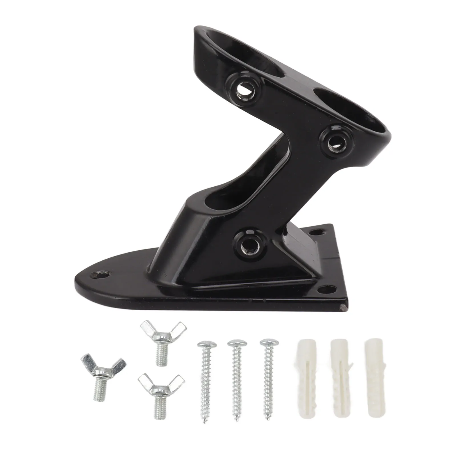 ZK40 Flag Pole Holder Bracket Aluminum Alloy Double Hole Rustproof Thickening Heavy Duty Flag Holder for Outdoor Black