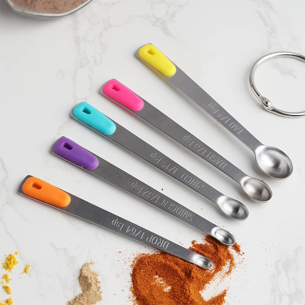 5 Pieces/Set Baking Powder Dry Food Measuring Spoons Coffee 1/64 to 1/4 Teaspoons Household Kitchen Gadget Home Supplies kitchen measuring spoons,measuring spoon set,measuring cup and spoon set