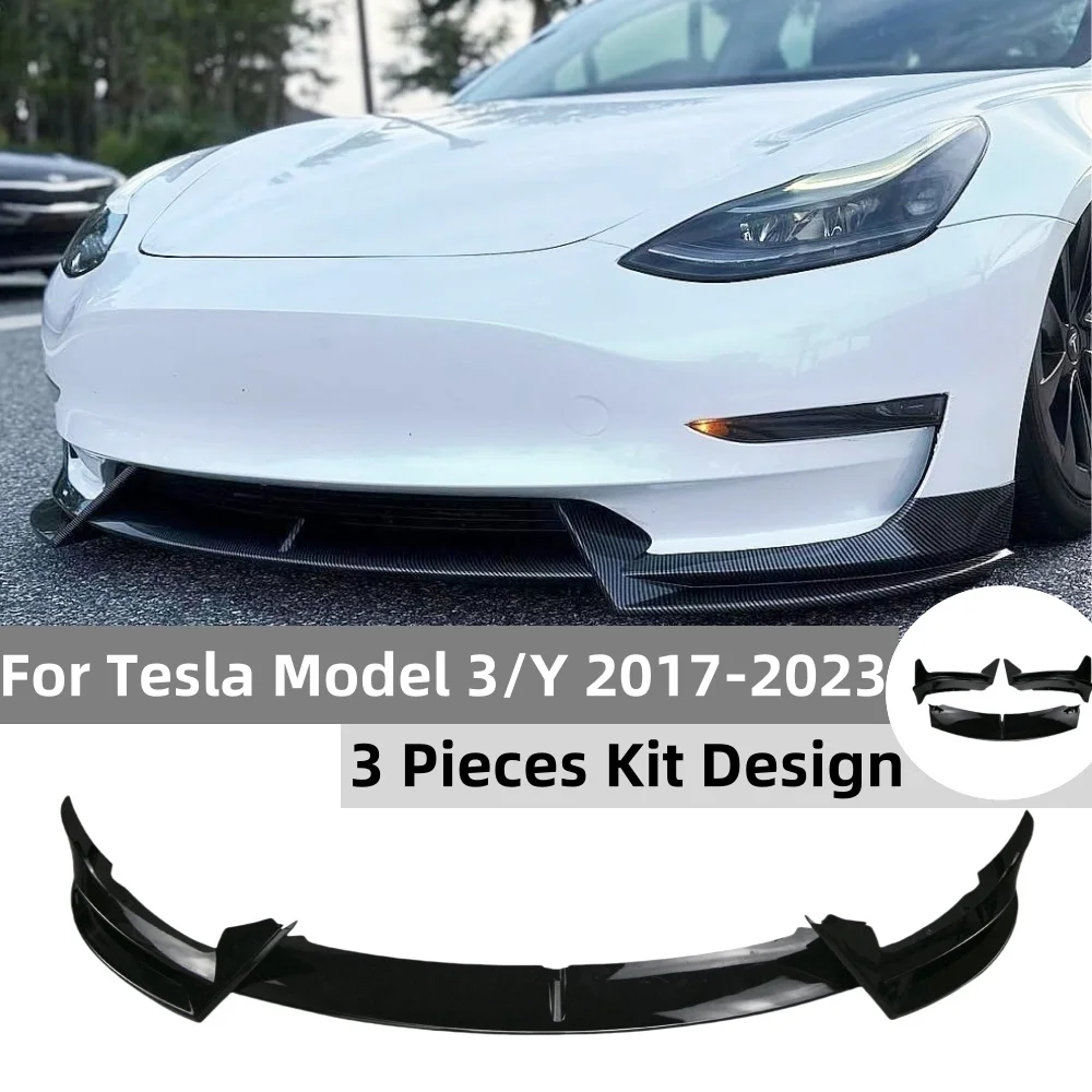 

Front Bumper Front Lip Front Shovel kit Compatible for Tesla Model 3/Y 2017-2023,Sedan Body Spoiler Splitter kit Accessories