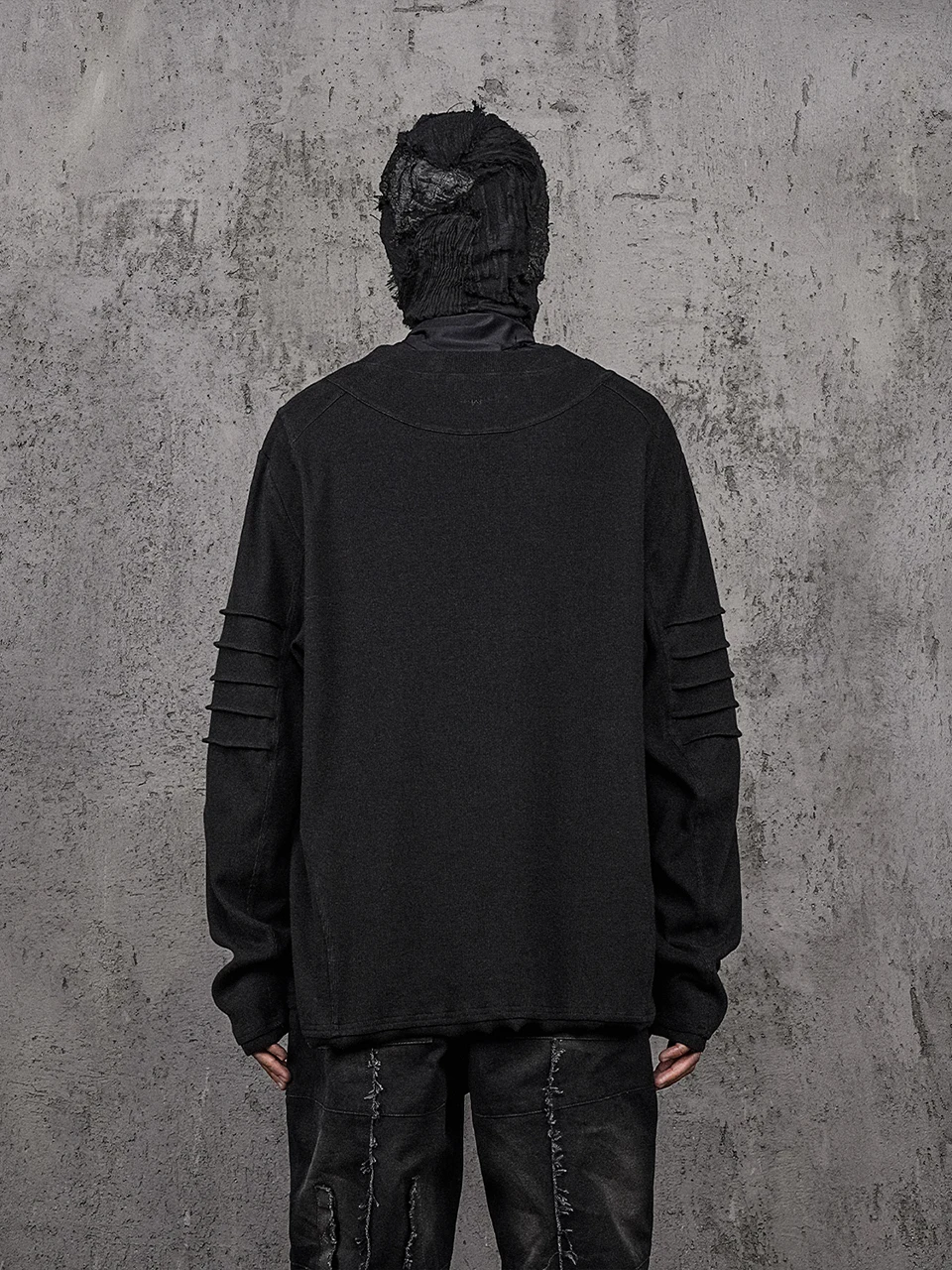 

Niche Designer Brand Men's Washed Distressed Pleated Deconstruction Splicing Pullover Long Sleeve Bottoming Thin Hoodies