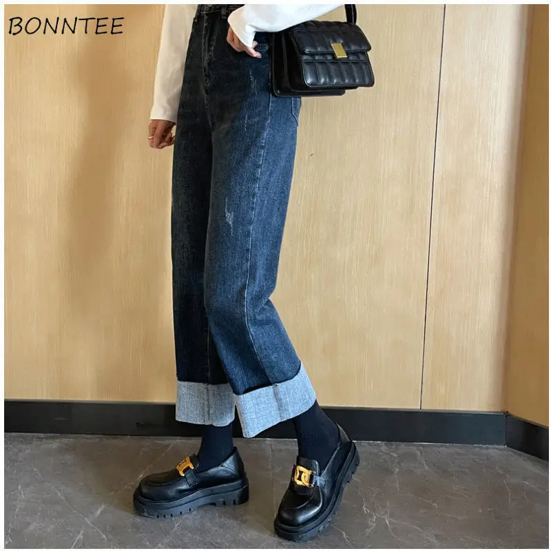 

Ankle-length Jeans Women Straight High Waist Washed Denim Boyfriend Baggy Trousers College Ins Ulzzang Popular Streetwear S-3XL