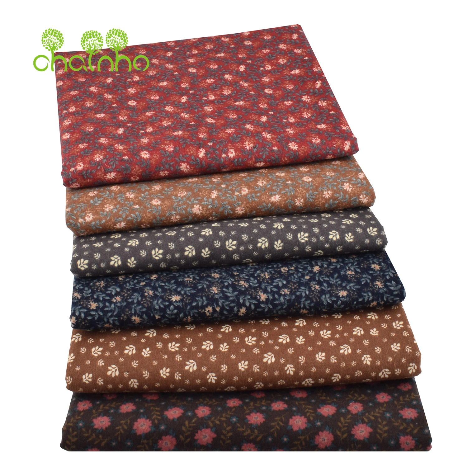Chainho,Printed Plain Brushed Cotton Fabric,DIY Sewing Quilting Material For Cushion,Pillow,Sofa,Tablecloth,Floral Series,25MM5