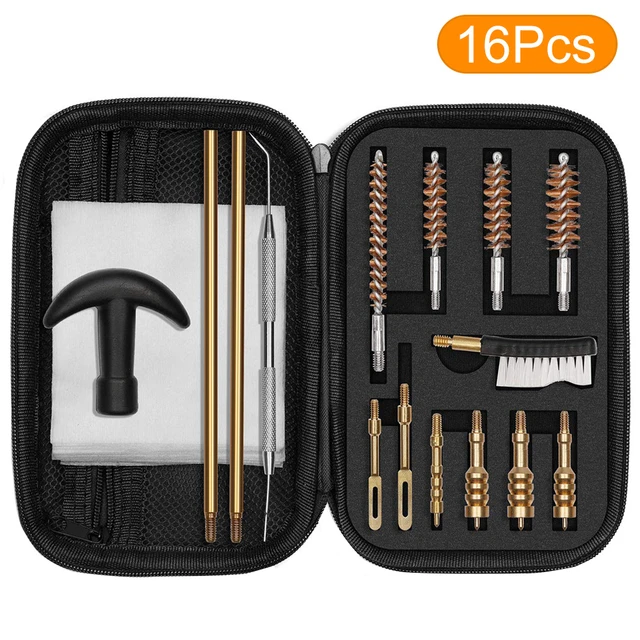 16 pz/set kit di pulizia pistola per. 22/.357/.38/9mm/.45 calibro pistola  tattica spazzola di pulizia ottone Jag caccia Kit di strumenti di pulizia -  AliExpress