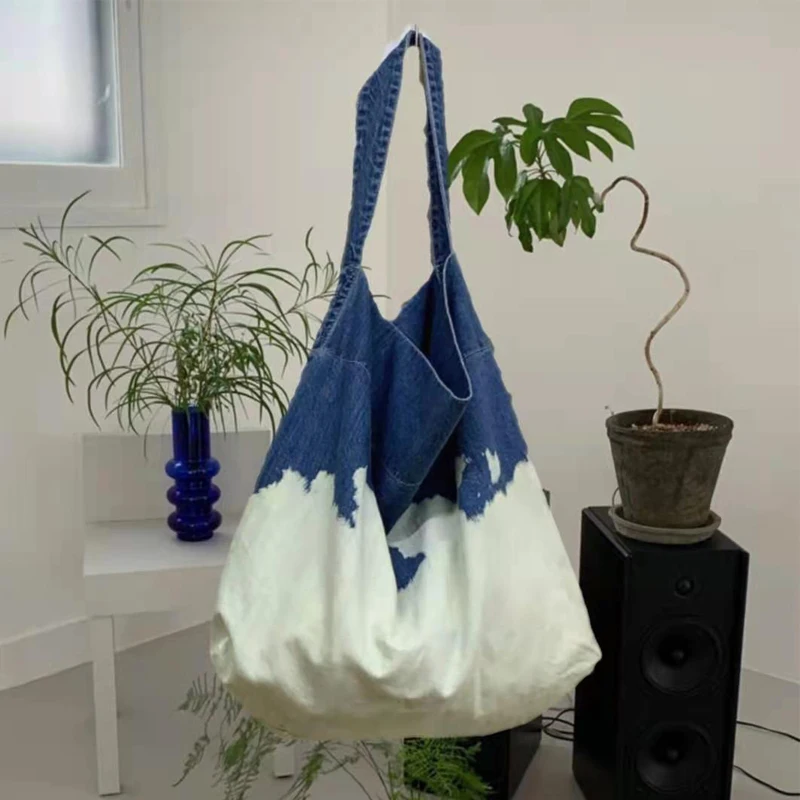 

Girls Versatile Casual Large Capacity Lazy Breeze Crossbody Bags Korea Style Gradient Denim Luxury Designer Handbag for Women