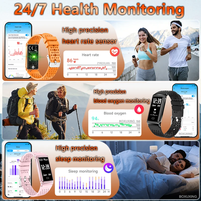 Nuovo Braccialetto Intelligente per Uomo e Donna, Monitoraggio Salute, Fitness Tracker, Impermeabile 10ATM, Notifiche Chiamate, 15 Giorni di Autonomia, Smartwatch - immagine 4