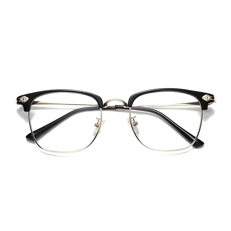 Reading Glasses New Fashion Metal Half-frame Reading Glasses Men Women Eye Protection Anti-Blue Light Goggles High-End Business Eyeglasses