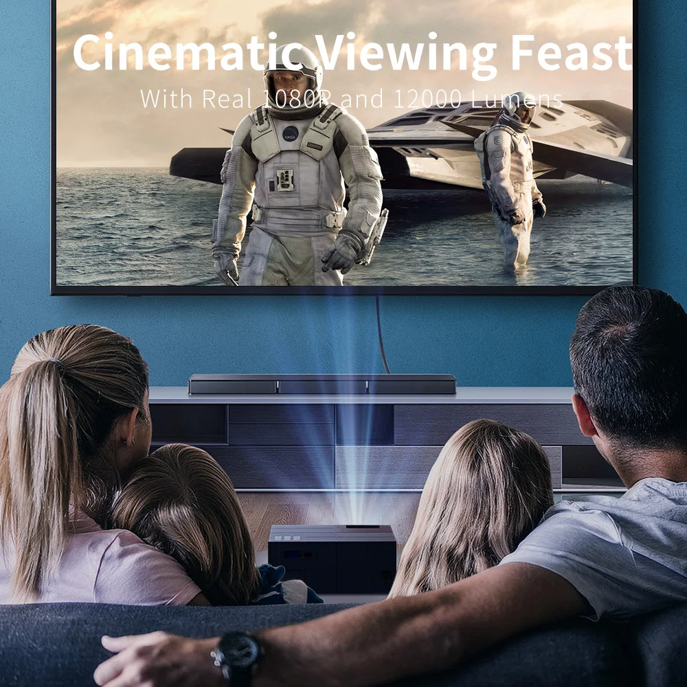 YERSIDA 휴대폰용 편리한 프로젝터, 1080 HD 홈 야외 영화 지지대, 4K 안드로이드 와이파이, 5G 동기화 화면, 1W