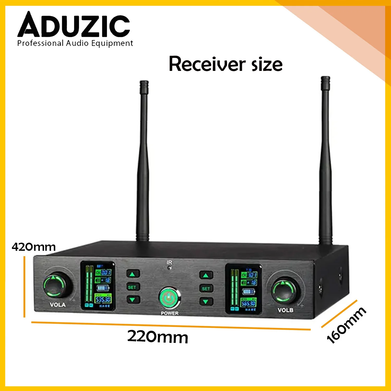 Aduzic G24 2.4G 무선 마이크 2412-2484MHz 2채널 핸드헬드 마이크 40미터 안정적인 신호 카라오케 파티 연설을 위한 선명한 사운드