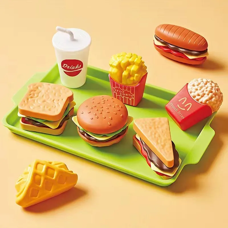 New Simulation Hamburger Pizza Bread Cookies Toy Model Set Kids Play House Interactive Toy Kitchen Food & Play Toys