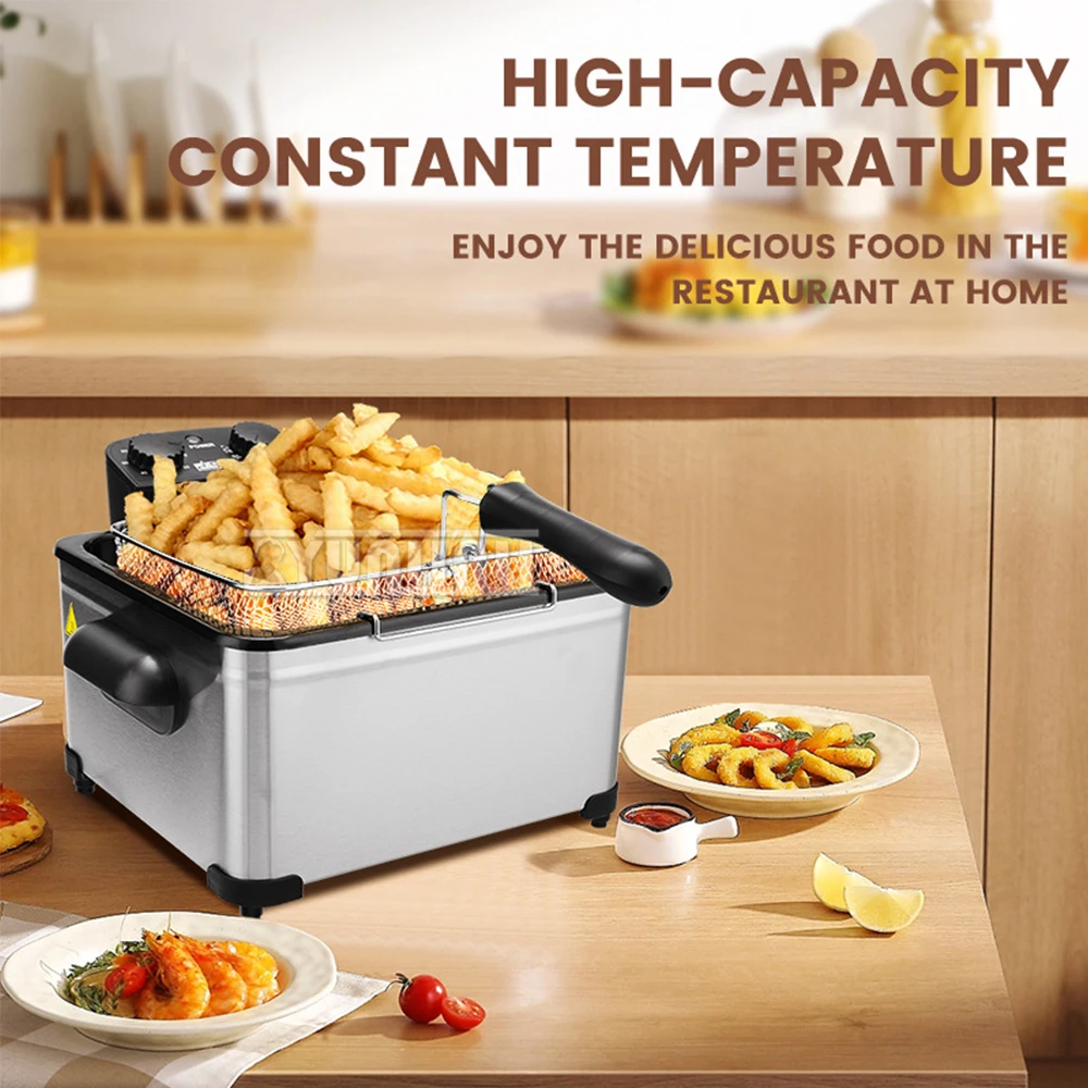 5L Electric Deep Fryer Commercial Electric Fryer Multifunction Chicken Fried Oven High-Temperature Frying Pan
