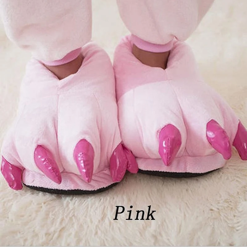 Indoor Floor Slippers Winter Warm Soft Women Men Shoes Paw Funny Animal Christmas Monster Dinosaur Claw Plush Home
