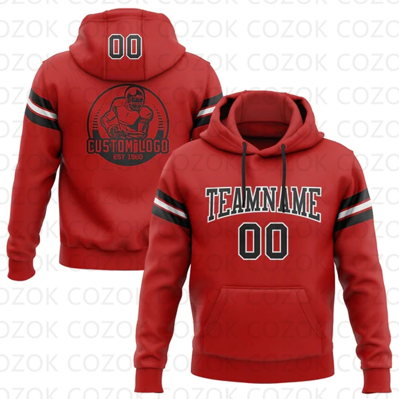 

Customized Hoodies Red Black Colour Jersey 3D Printed Unisex Pullovers Hoodie Casual Sweatshirts