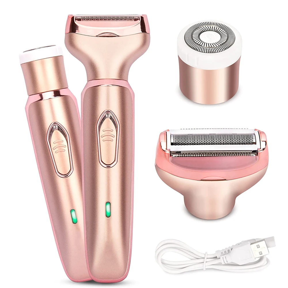 Hair Removal Epilator 2 in 1 Women Electric Razor Painless Face Shaver Bikini Pubic Hair Trimmer Home Use