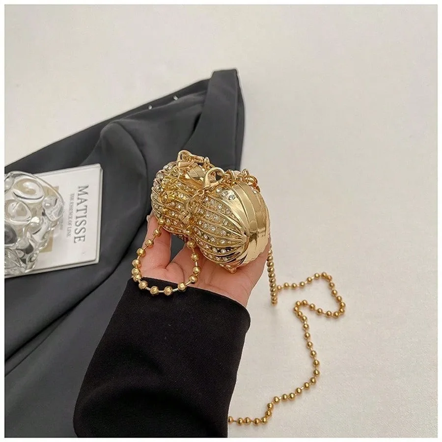 2025 New Peanut Mini Lipstick Crossbody Bag Women's Chain Strap Shoulder Bags Cute Peanut Shaped Mini Purse For Daily Party Use
