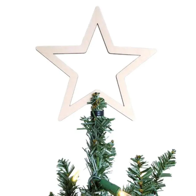 

Christmas Tree Topper Wooden Star Topper Hanger Multifunctional Merry Christmas Polygonal Star Tree Decor OrnamentFor Household