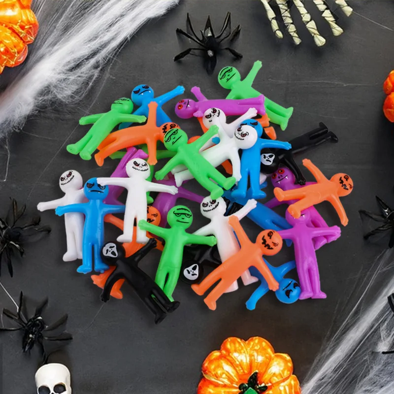12/24/36Pcs Halloween Stretchy Toy Gift Kids Halloween Birthday Party Favors Goody Bag Basket Filler Funny Little Man Fidget Toy