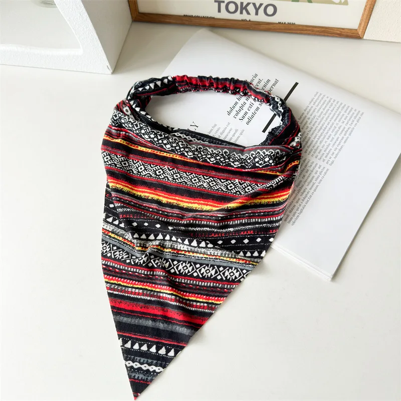 Neue Boho Dreieck Bandanas Baumwolle Blumen druck elastische Haar bänder Stirnband Haarband Haar gummis Haar Schal Mädchen Haarschmuck – Detail 18