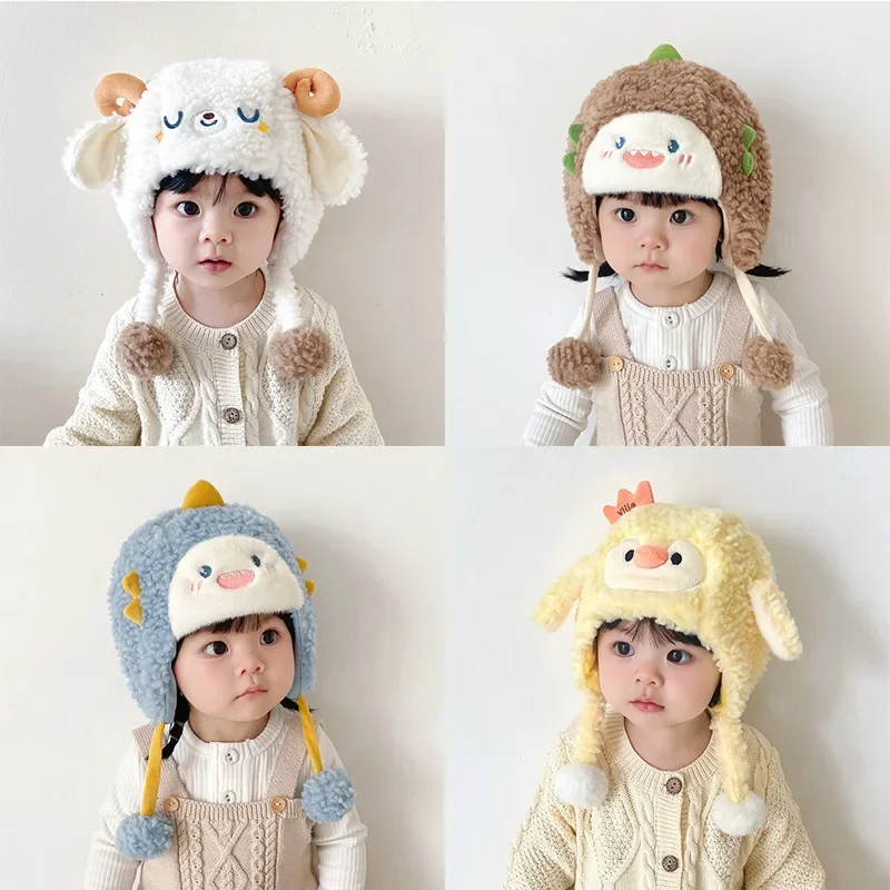 Baby Hat Autumn and Winter Plush Ear Protection Hat for Male and Female Babies, Cute and Super Cute Thickened Warm Pullover Hat