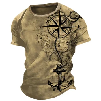 Men\'s Compass Printed Short-sleeve T-shirt 1