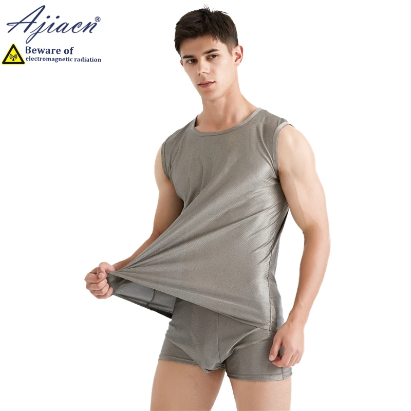Anti-radiation 100% silver fiber knitted fabric men's underwear Computer room Electromagnetic radiation shielding underwear