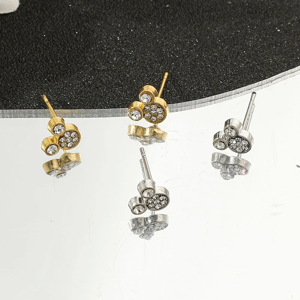 Boucles d'oreilles clous Mickey strass Or & Argent