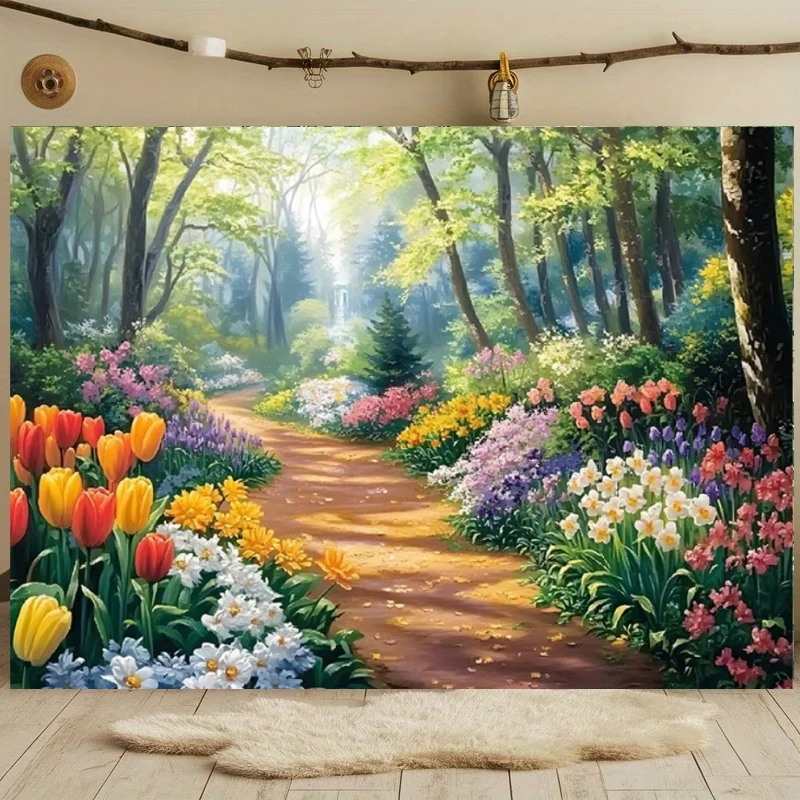 Traumhafter Garten-Hintergrund mit Blumen und Schmetterlingen, für Neugeborene, Babyparty, Hochzeit, Geburtstag, Partybanner, Dekoration, Fotografie-Requisite – Detail 7