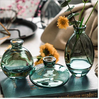 

3pcs Light luxury mini vase set crafts setup desktop transparent flowers living room decoration terrarium decor