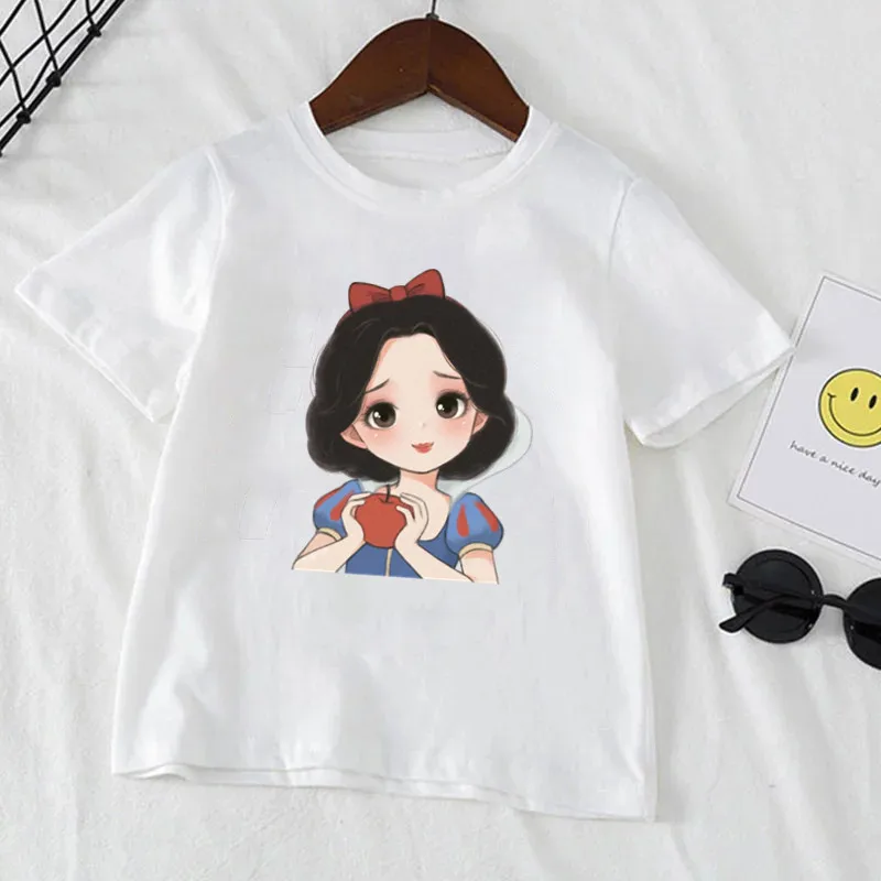 Disney Princess Kids Clothes T-Shirts Summer T Shirts Children Cartoons Kawaii Fashion Anime Tops Boy Girl Outfits Tee Shirt 2