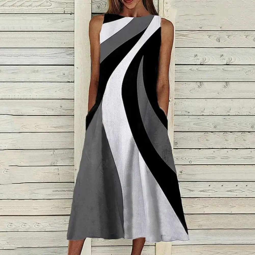 

Holiday Dress Attractive Skin-touching Solid Color Women Summer Casual Midi Dress Streetwear Vest Dress Holiday Dress